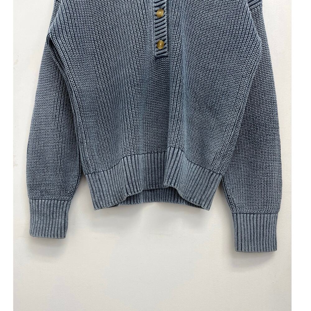 Faherty Women's Sunwashed Organic Cotton Fisherman Henley Sweater Coastal Medium - Picture 8 of 12